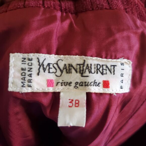 VTG Yves Saint Laurent Straight Skirt Merlot Courderoy Sz 38 US 8 Med *See Pics - Picture 8 of 10